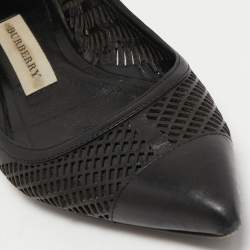 Pre Owned Burberry Black Laser Cut Leather Ballet Flats Size 36