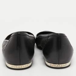 Pre Owned Burberry Black Laser Cut Leather Ballet Flats Size 36