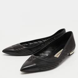 Pre Owned Burberry Black Laser Cut Leather Ballet Flats Size 36