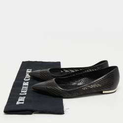 Pre Owned Burberry Black Laser Cut Leather Ballet Flats Size 36