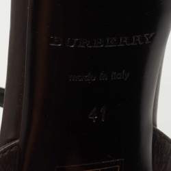 Pre Owned Burberry Brown/Beige Leather and Nova Check Canvas Platform Ankle Strap Sandals Size 41