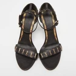 Burberry Dark Brown Leather Ankle Strap Sandals Size 36