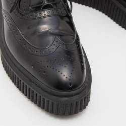 Burberry Black Brogue Leather Chelsam Lace Up Platform Oxfords Size 37.5