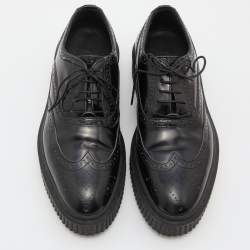 Burberry Black Brogue Leather Chelsam Lace Up Platform Oxfords Size 37.5