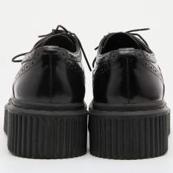 Burberry Black Brogue Leather Chelsam Lace Up Platform Oxfords Size 37.5