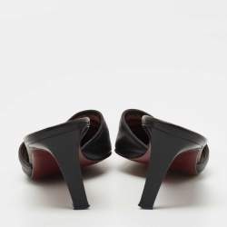Burberry Black Leather Pointed Toe Mules Size 38.5