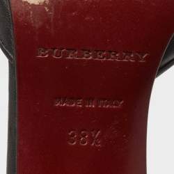 Burberry Black Leather Pointed Toe Mules Size 38.5