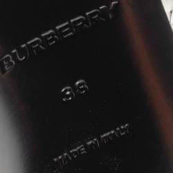 Pre Owned Burberry Black/White Woven Leather Castlebar Ankle Strap Sandals Size 38