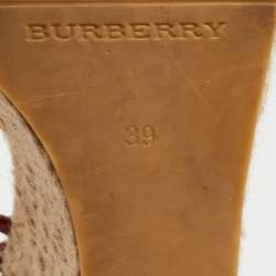 Burberry Pink Patent And House Check Canvas Wedge Espadrille Sandals Size 39