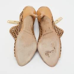 Pre Owned Burberry Beige Leather Barmby Cut Out Open Toe Booties Size 35