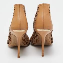 Pre Owned Burberry Beige Leather Barmby Cut Out Open Toe Booties Size 35