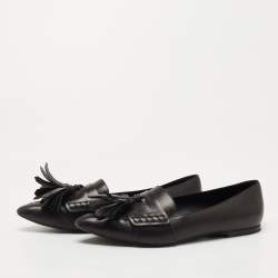 Pre Owned Burberry Black Leather Coledale Tassel Pointed Toe Loafers Size 39