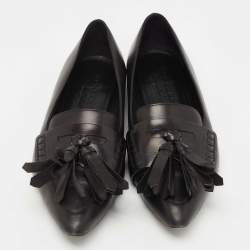 Pre Owned Burberry Black Leather Coledale Tassel Pointed Toe Loafers Size 39