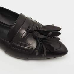 Pre Owned Burberry Black Leather Coledale Tassel Pointed Toe Loafers Size 39