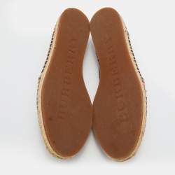Burberry Navy Blue Nova Check Canvas Espadrille Flats Size 38