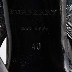 مملوكة مسبقًا Burberry Black/Green Leather and Woven Raffia T-Strap Platform Sandals Size 40