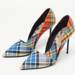 Pre Owned Burberry Multicolor Printed Canvas Virna D'orsay Pumps Size 38