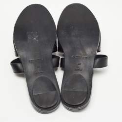 Pre Owned Burberry Black Canvas And Leather Flat Slides Size 38
