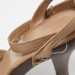 Burberry Beige Nova Check Canvas and Leather Ankle Strap Clog Sandals Size 39