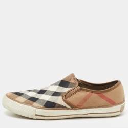 Burberry Tricolor Nova Check Canvas Gauden Sneakers Size 38