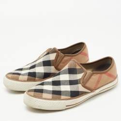 Burberry Tricolor Nova Check Canvas Gauden Sneakers Size 38