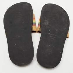 Pre Owned Burberry Beige Vintage Rainbow Check Canvas Ashmore Slides Size 38