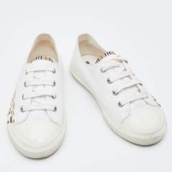 Burberry White Print Canvas Sneakers Size 34