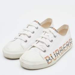 Burberry White Print Canvas Sneakers Size 34