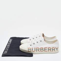 Burberry White Print Canvas Sneakers Size 34