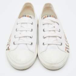 Burberry White Print Canvas Sneakers Size 34