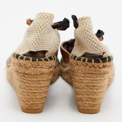 مملوكة مسبقًا صندل بربري سيور متعاكسة كعب روكي إسبادريل جلد بني مقاس 39