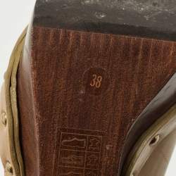 Burberry Olive Green Leather Buckle Platform Clogs Size 38