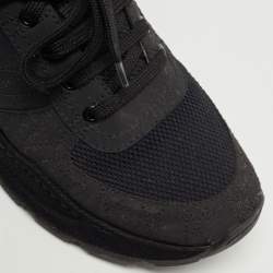 Pre Owned Burberry Black Leather and Mesh Low Top Sneakers Size 39.5