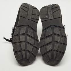 Pre Owned Burberry Black Leather and Mesh Low Top Sneakers Size 39.5