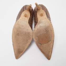 Pre Owned Burberry Brown Python Embossed Leather Platform Pumps Size 38