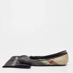 مملوكة مسبقًا Burberry Beige/Black Canvas House Check Ballet Flats Size 40