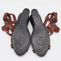 Burberry Brown Leather Espadrille Wedge Sandals Size 38