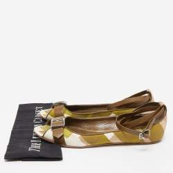 Burberry Green/Beige Check Canvas and Leather Open Toe Ankle Wrap Flats Size 39