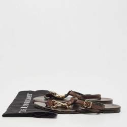 Burberry Brown Python Ankle Strap Flat Sandals Size 37