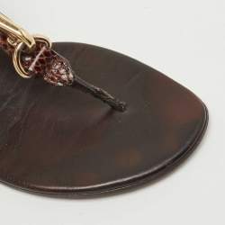 Burberry Brown Python Ankle Strap Flat Sandals Size 37