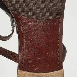 Burberry Brown Python Ankle Strap Flat Sandals Size 37