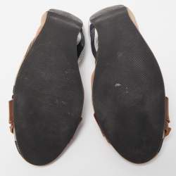 مملوكة مسبقًا Burberry Brown Leather and Nova Check Canvas Buckle Scrunch Ballet Flats Size 39