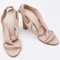 Burberry Pink Leather Criss Cross Slingback Sandals Size 39