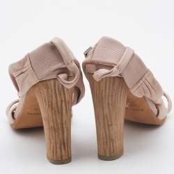 Burberry Pink Leather Criss Cross Slingback Sandals Size 39