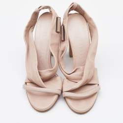 Burberry Pink Leather Criss Cross Slingback Sandals Size 39