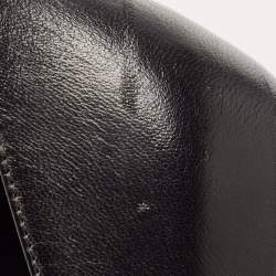 Pre Owned Burberry Black Leather and House Check Canvas Cap Toe Twist Lock Pumps Size 36