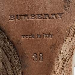 مملوكة مسبقًا Burberry Beige Suede and Lace T Strap Wedge Sandals Size 38