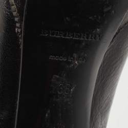 مملوكة مسبقًا Burberry Black Leather Platform Lace Up Booties Size 38