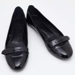 Pre Owned Burberry Black Patent Leather Ballet Flats Size 40