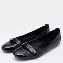 Pre Owned Burberry Black Patent Leather Ballet Flats Size 40